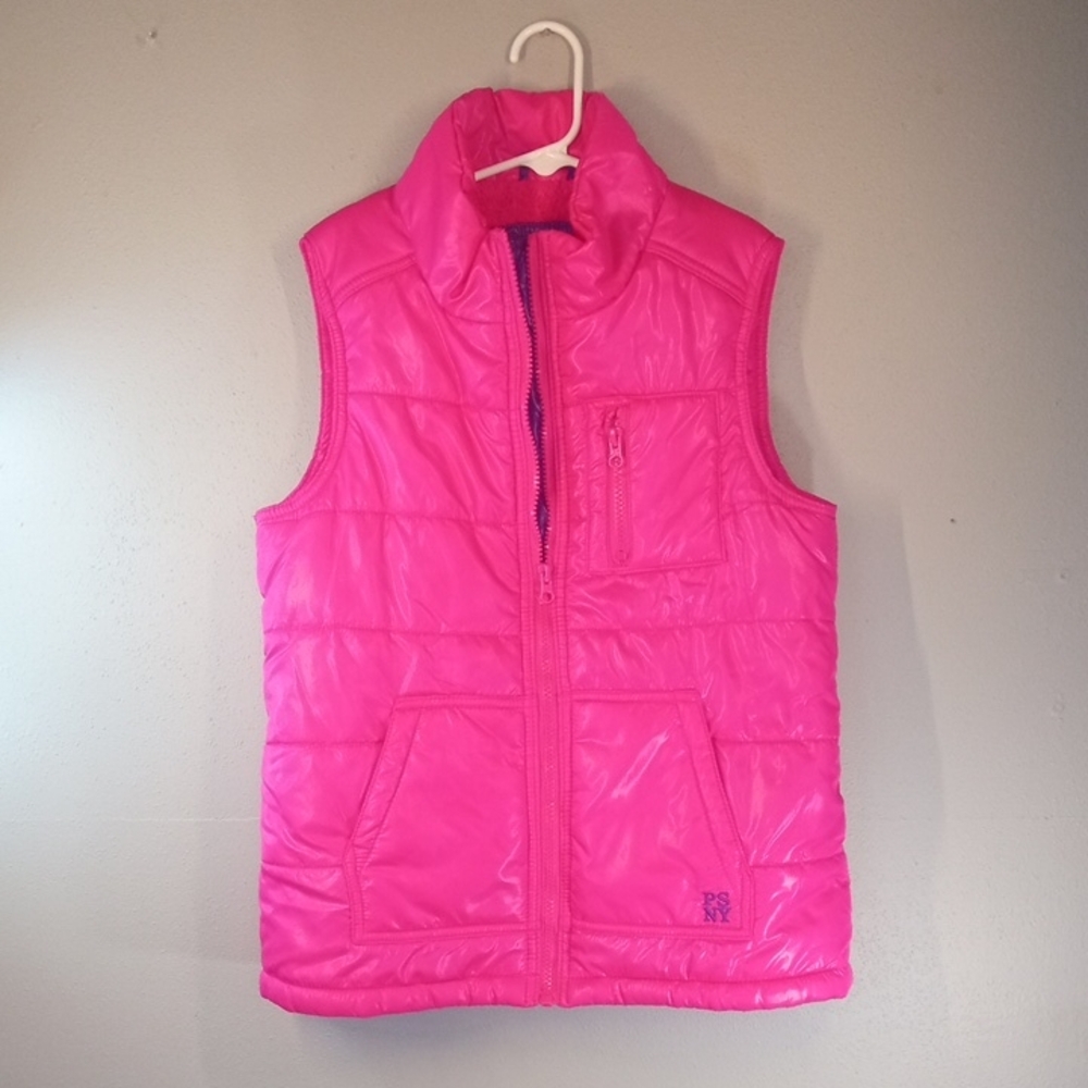 Aeropostale Girls Bright Pink Fleece Lined Puffer Vest Size XL (14)